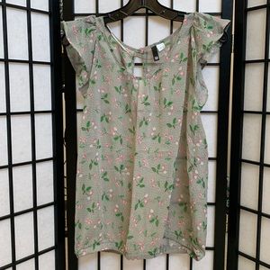 H&M Sheer Grey Cherries Blouse